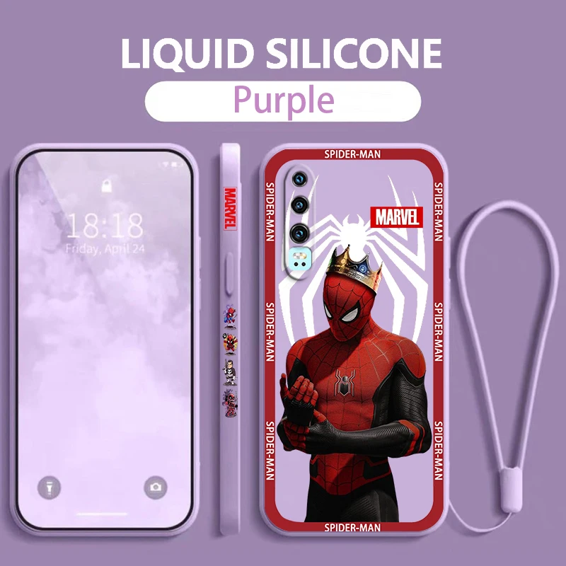 

Marvel Hero SpiderMan Art Huawei Phone Case For Y9S Y9A Y9 Nova Y70 9 8 P50 P40 P30 P20 Pro Lite E 5G Liquid Left Rope