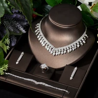 hibride classic cubic zirconia 4pcs necklace and earring sets hotsale high quality jewelry set for women wedding party s 031