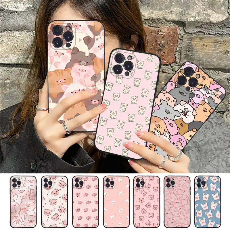 

Cute Pig Phone Case For iPhone 6 7 8 Plus 11 12 13 14 Pro SE 2020 MAX Mini X XS XR Back Funda Cover