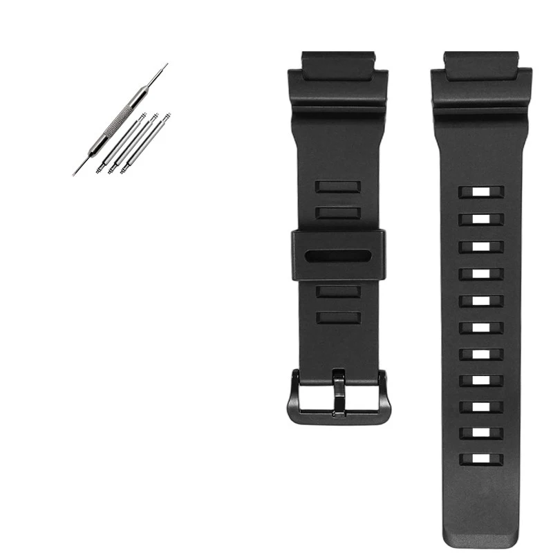 Фото Силиконовый ремешок для часов 18 мм для Casio WS-1400H/1300/1700H W-737H, спортивный силиконовый ремешок из полимерной смолы, аксессуары для мужских браслетов №1