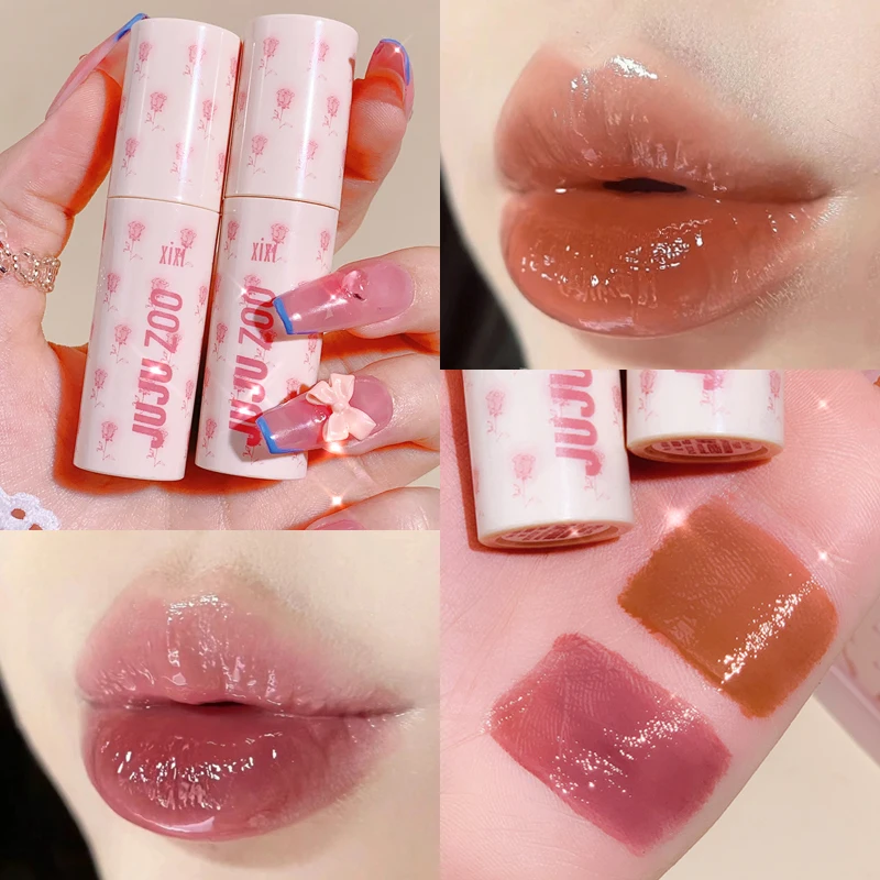 

Waterproof Mirror Water Lip Glaze Lasting Colored Watery Jelly Texture Pink Rose Lip Gloss Moisturizing 6 Colors Lip Tint