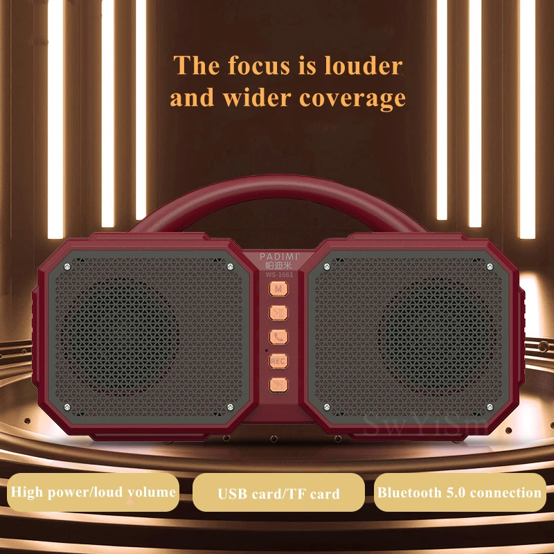 

New wireless bluetooth speaker dual speaker super volume dual diaphragm 3D surround bass outdoor portable radio with recording