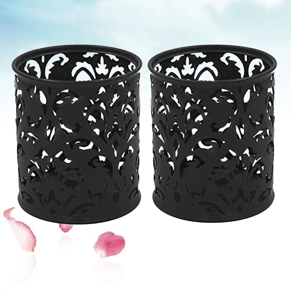 

2pcs Hollow Creative Iron Decorative Practical Pen Container Organizer Tabletop Storage