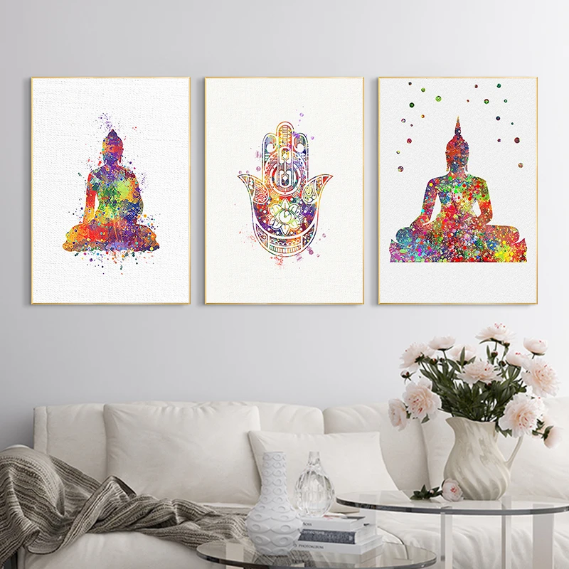 

Современная Абстрактная статуя Будды, лотос, буддизм, настенное искусство, холст, живопись, плакаты и принты, украшение для гостиной и спаль...