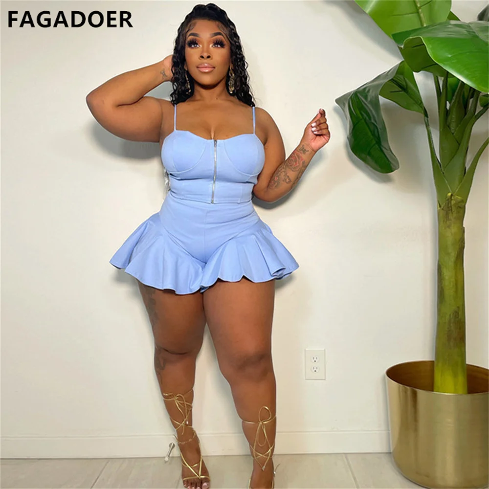 

FAGADOER 2Pcs Sport suit Vest Set Women Sexy Sleeveless Zip Tank Top and Short Ruffed pants Casualwears Two Piece Sets Outifits