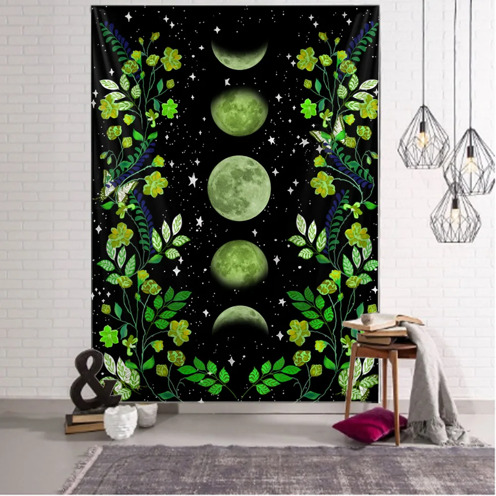 

Beach Picnic Rug Camping Tent Sleeping Mat Home Decor Bedspread Sheets Wall Covering Full Moon Plant Tapestry Wall Hanging tapiz