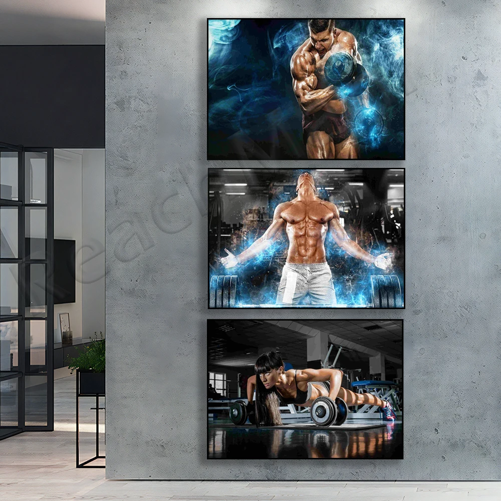 

Superb fitness prints, sexy fitness posters, gym healthy fitness weightlifting dumbbells stay fit six pack poster print