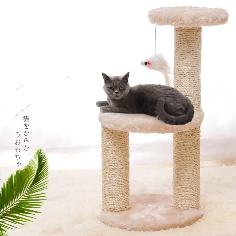 

2022New Cat Toys Scratching Post Sisal Rope Cat Scratcher 3-Layers Cat Tree for Kitten Grind Claw Cat Climbing Frame Posts Pet F