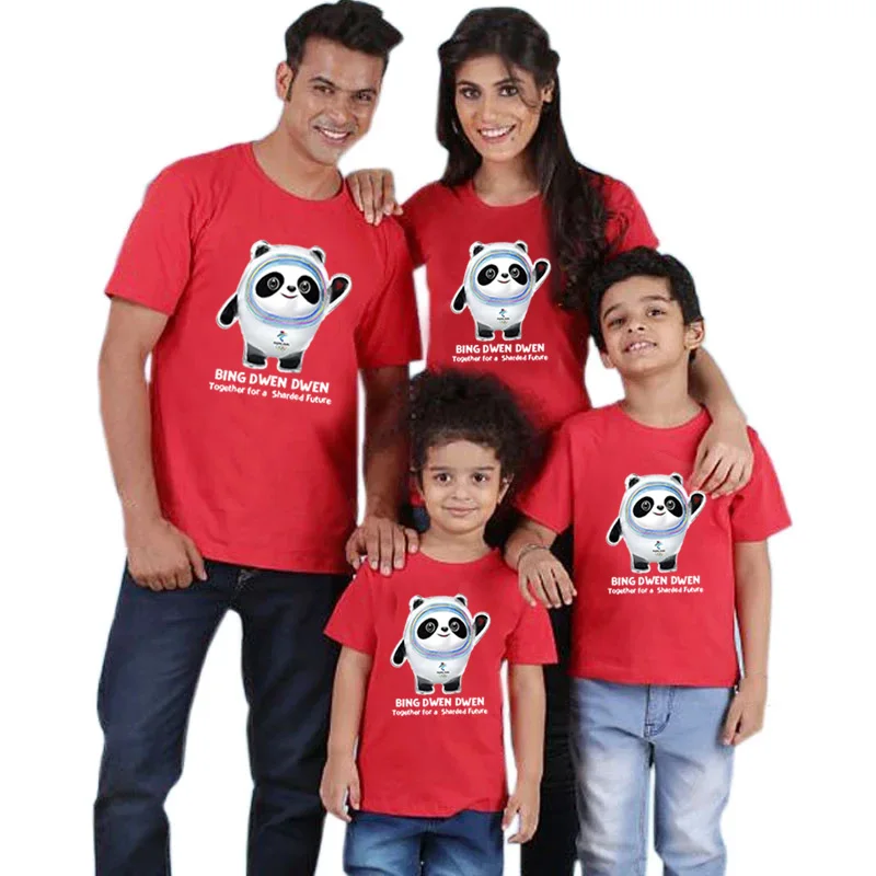 Family T Shirts Matching Outfits Summer Clothing Children Clothes Sport Panda Shirt 2022 Teen Boy Girl Fashion |