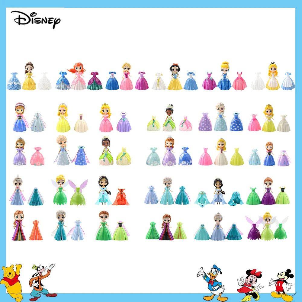 

6Pcs/Set Disney Princess Elsa Cinderella Belle Alice Snow White Ariel Rapunzel PVC Action Figures Toys Dolls Girls Gifts