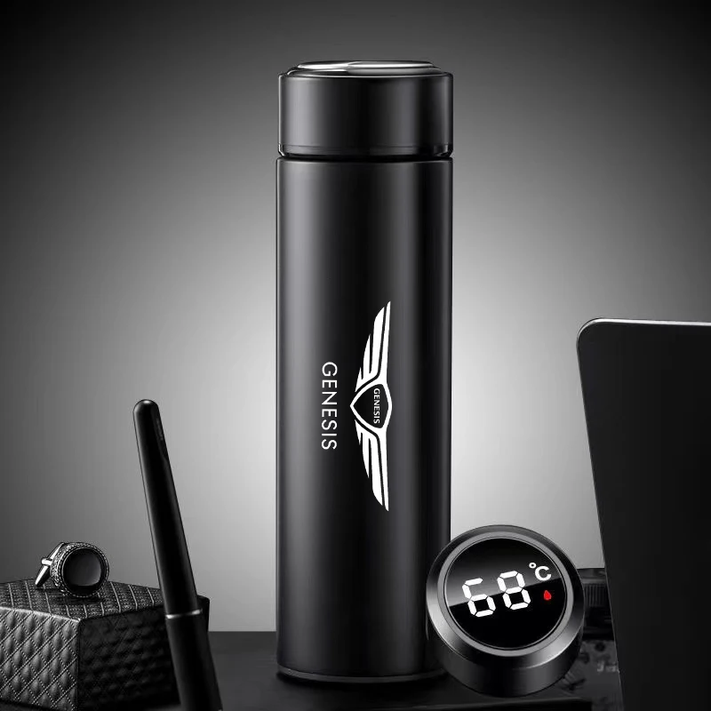 

500ml Smart Thermos bottle With LOGO Temperature Display Portable Stainless Steel Thermo Mug For Hyundai Genesis L110 G80 GV80