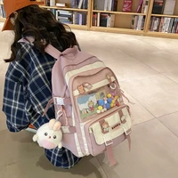 fashion schoolbag ladies campus korean version trend stitching nylon pvc backpack high quality temperament girl casual backpack