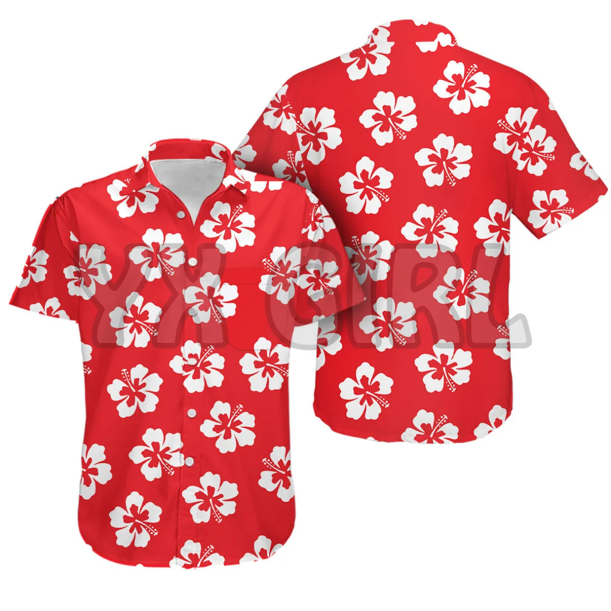 

Summer Shirts Hawaii Hibiscus Flower 3D All Over Printed Hawaiian Shirt Men's For Women's Harajuku Casual Shirt Unisex
