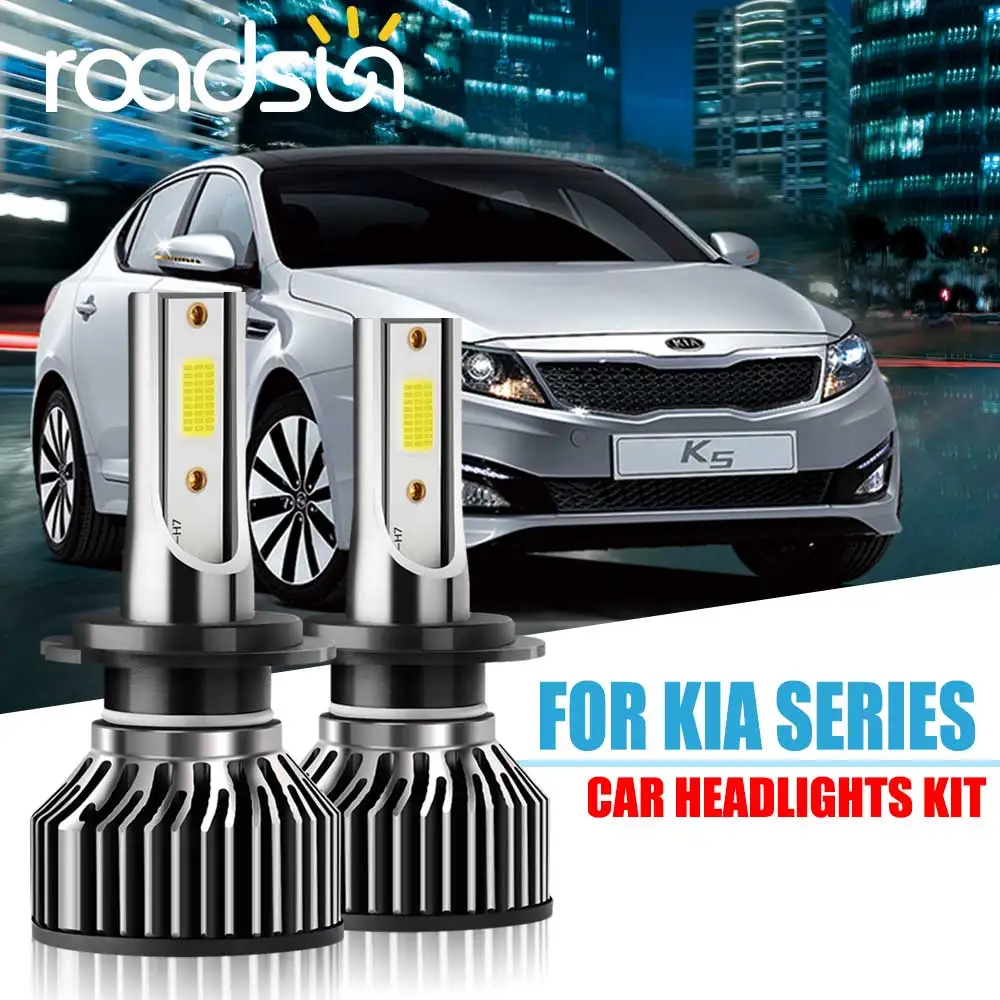 

roadsun 2pcs H13 Car LED Headlight H4 H7 H1 H11 LED H8 H9 9005 9006 9004 9007 For KIA Series CEED RIO CARNIVAL Auto Fog Lights