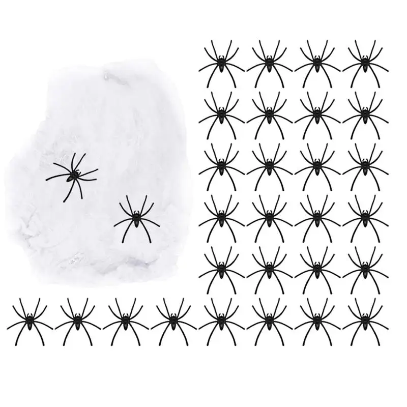 

1 Se tHorror Black Spider Haunted House Spider Bar Party Decoration Supplies Simulation Toy Halloween Decoration with Web