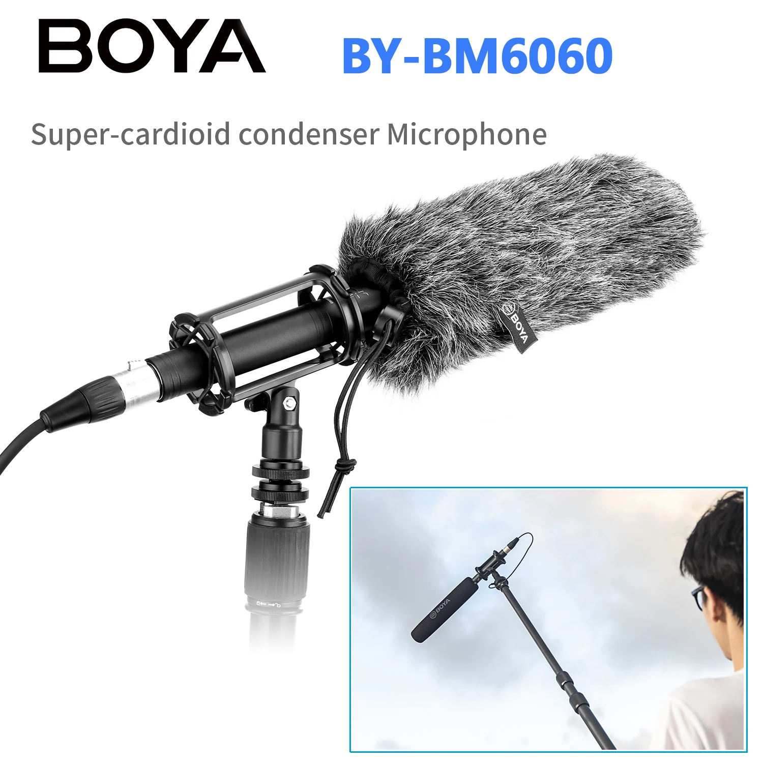 

BOYA BY-BM6060 Professional Shotgun Microphone Super-Cardioid Condenser Mic for Filming Canon Nikon Sony Video DSLR Camcorder