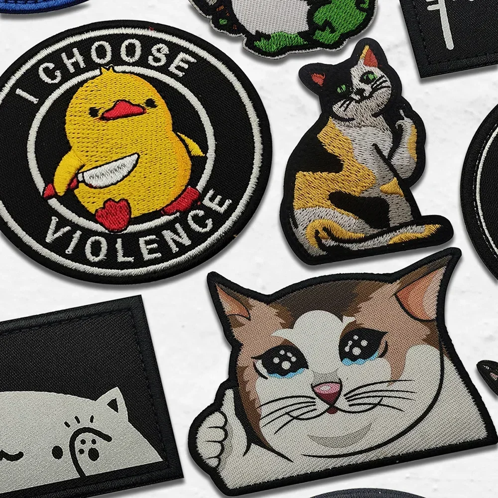 Нашивки с вышивкой Кошка ножом забавная мультяшная боевая повязка на руку