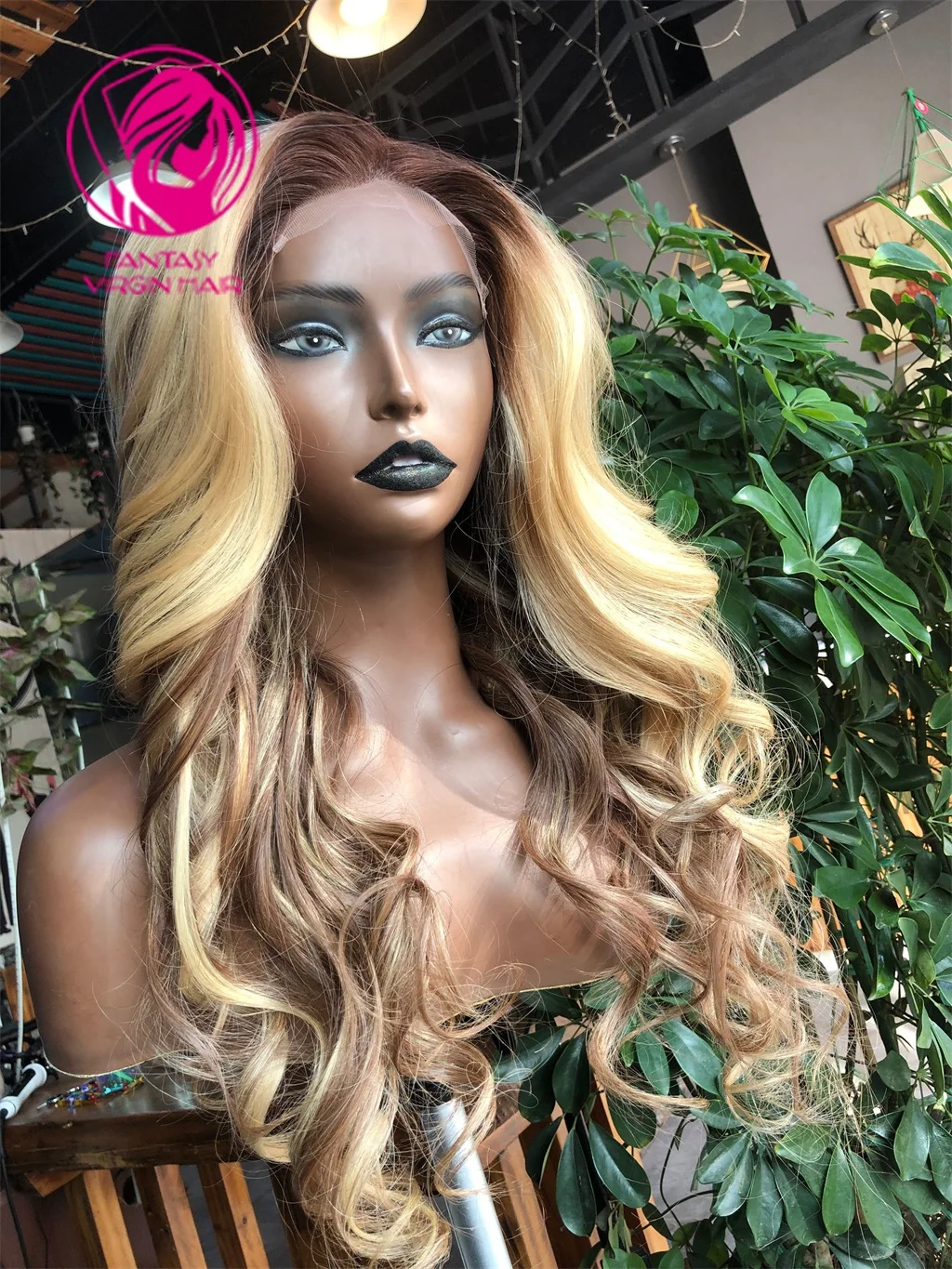 Balayage Full Lace Wig Brazilian 13*4 Lace Frontal Wig Wavy White Human Hair #27 Honey Blonde Full Lace Human Hair Wig For Women