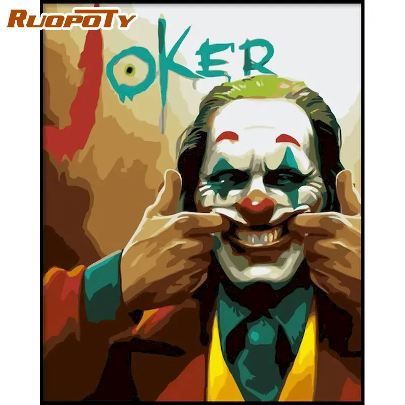 

RUOPOTY Painting By Numbers Kits For Adults Children Clown Figure Oil Picture By Number Handmade Framework Home Wall Photo