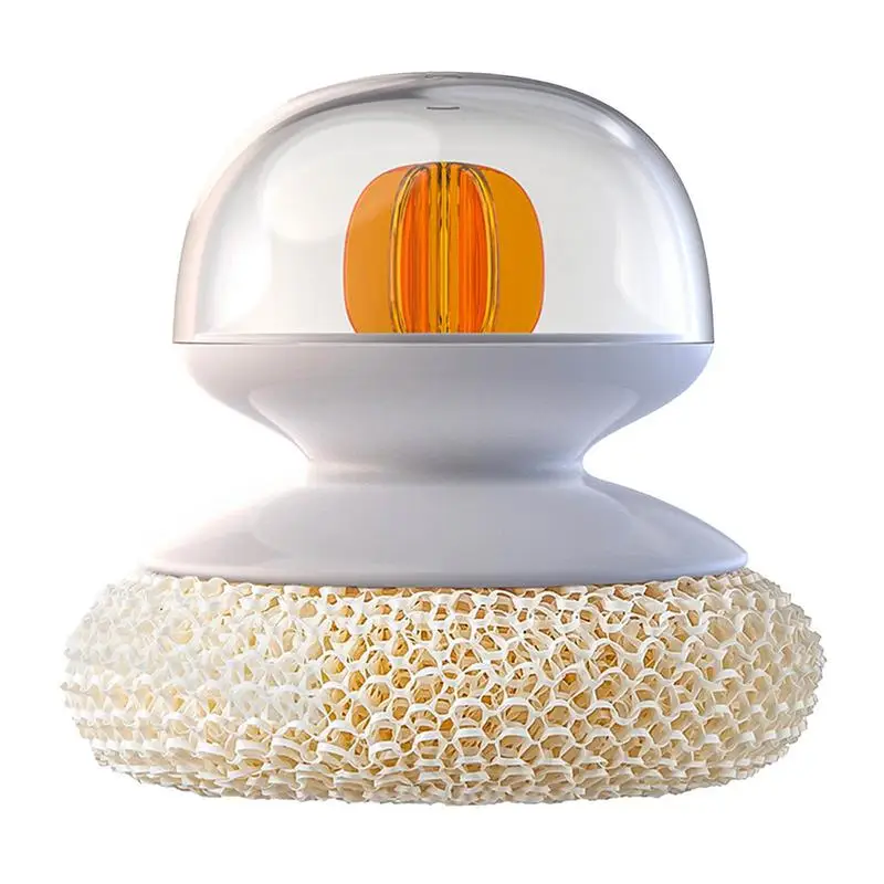 

Kitchen Soap Dispensing Palm Brush Kitchen Round Dish Sponges Scourer Cleaning Ball With Handle Wire Ball Soap Dispenser Brush