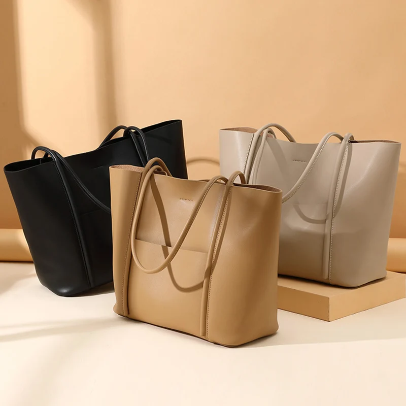 

New Women Tote Bag Teenage Girl Casual Fashion Split Leather Luxury Shoulder Bag Lady Daily Using Handbag 2pcs Set Shopping Bags