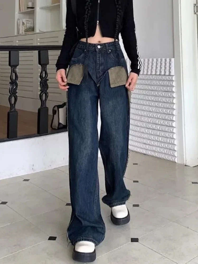 Джинсы со сращенными женщинами простые шикарные осенние базовые винтажные