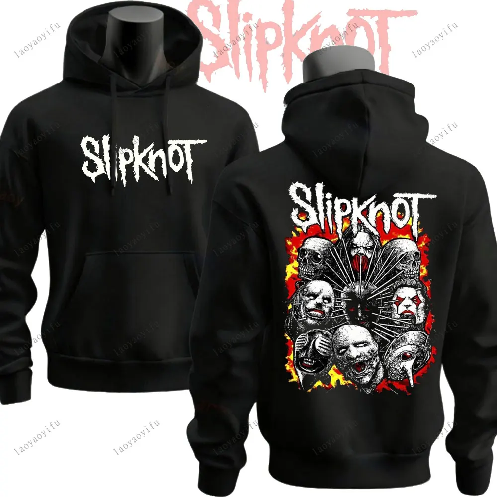 Фото Новинка 2025, ретро, повседневный стиль, S-Slipknot, рок-группа, женские и мужские толстовки с капюшоном, повседневная одежда, теплая уличная одежда, пуловеры №3
