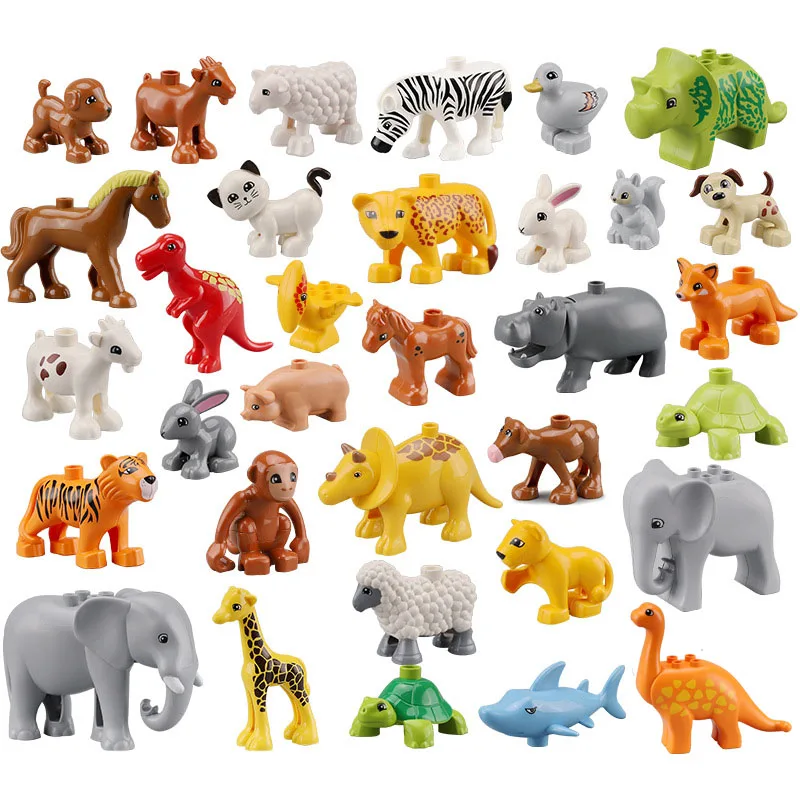

Big Size Building Blocks Animal Accessories Farm Figures Pig Rabbit Chicken Duck Dog Cat Bird horse Cow Sheep DIY Toys Gifts