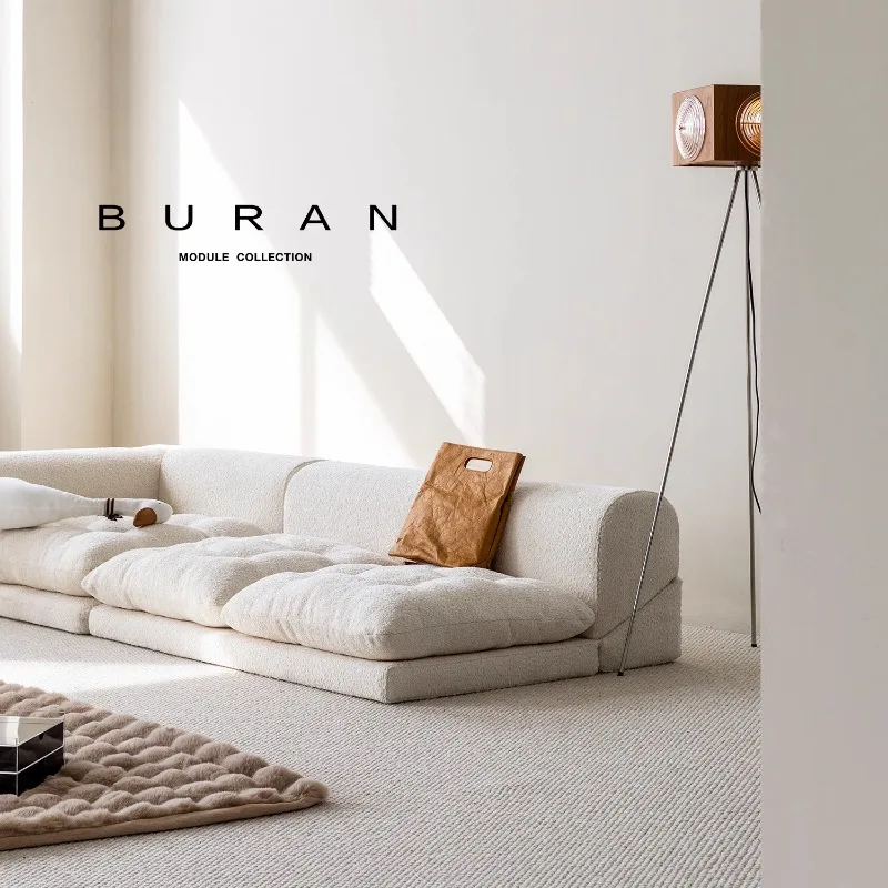 Минималистичный диван для гостиной из белой ткани супермягкий и удобный ленивый