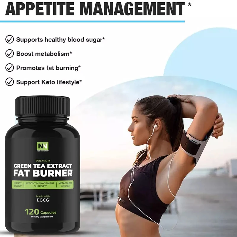 

Green Tea Fat Burner + Brain Boosting Supplements Healthy Weight Loss Pills, Appetite Suppressants for Women and Men