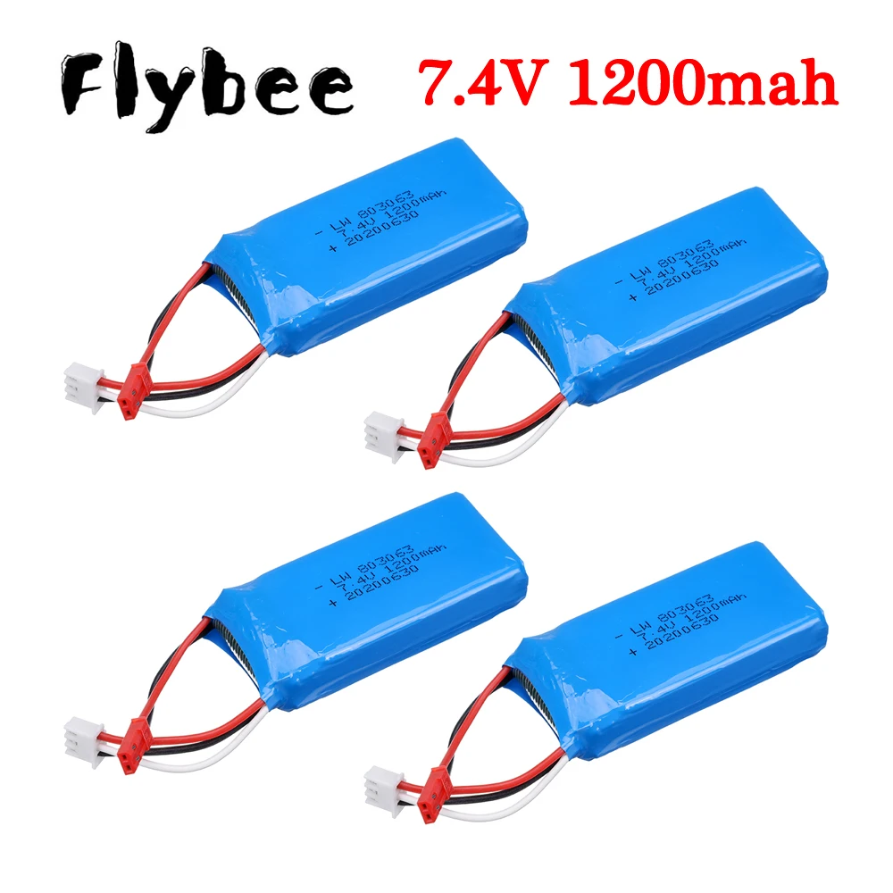Литий-полимерный аккумулятор для квадрокоптера WLtoys V262 V333 V353B V666 Q212, 7,4 В, 1200 мАч