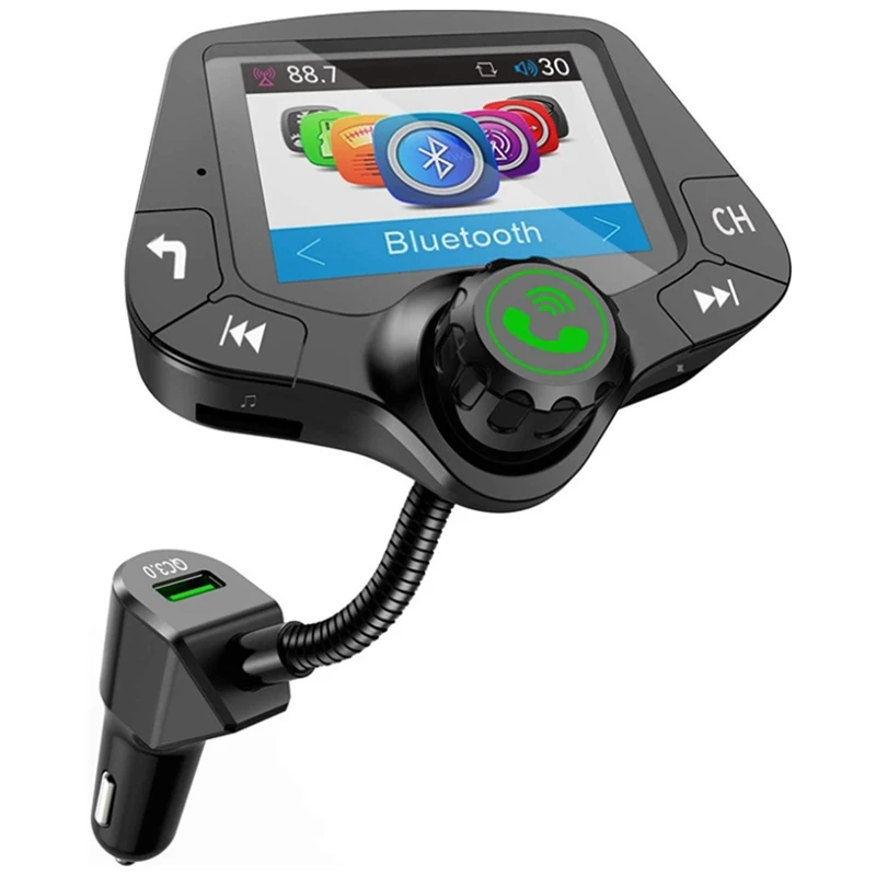 

G24 Bluetooth 5.0 Car Kit Handsfree FM Transmitter QC3.0 Car Charger 2.0 Inch LCD Display AUX Audio Receiver MP3 Player