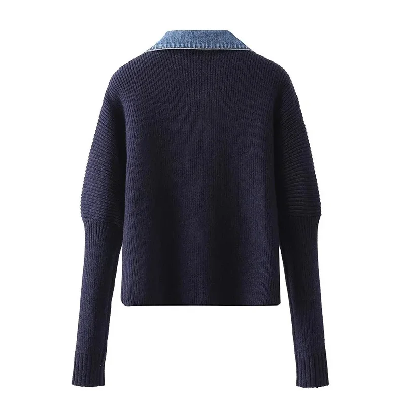 Весенне-осенний новый вязаный женский свитер свободная джинсовая куртка