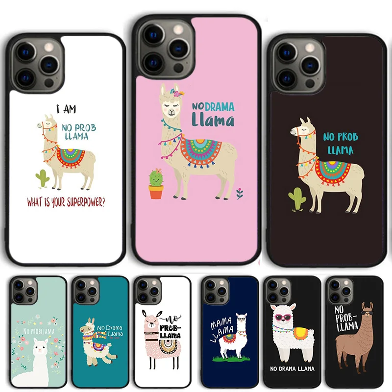Чехол для телефона No Drama Llama Prob lama Alpaca iPhone 14 15 16 13 12 чехол Mini Max Apple 11 Pro 8 7 Plus SE2020