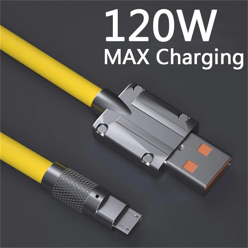 Супербыстрый зарядный кабель 120 Вт, кабель Micro USB Type-C из жидкого ...