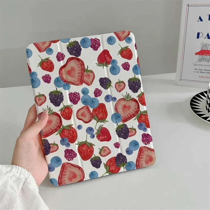 Painted strawberrie Tablet Case for Apple iPad Air 2024 Pro 11 inch 5/4 10.9 10th 7/8/9 10.2 3 10.5 mini 6 5 4