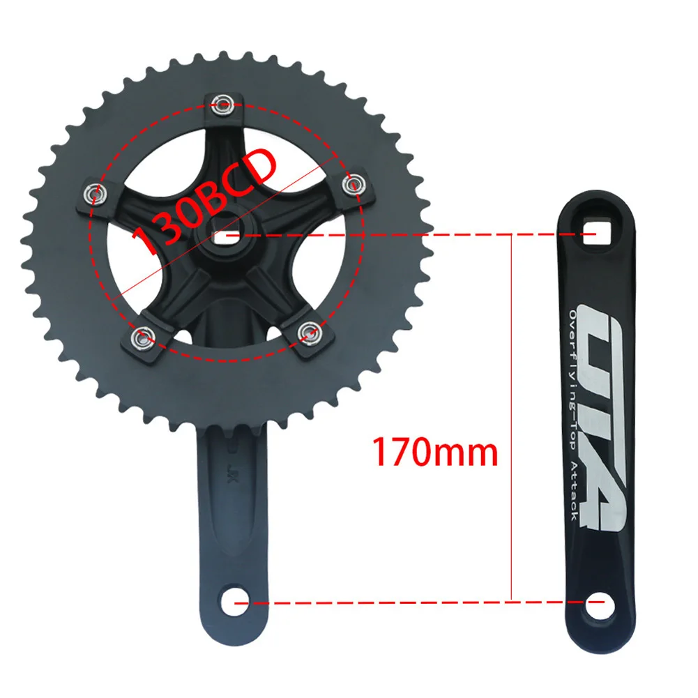 

1x Bicycle Crankset 130BCD MTB Bike Crank OTA 48T Chainring Bike 170mm Aluminum Alloy Light Weight Strong Compatibility Part