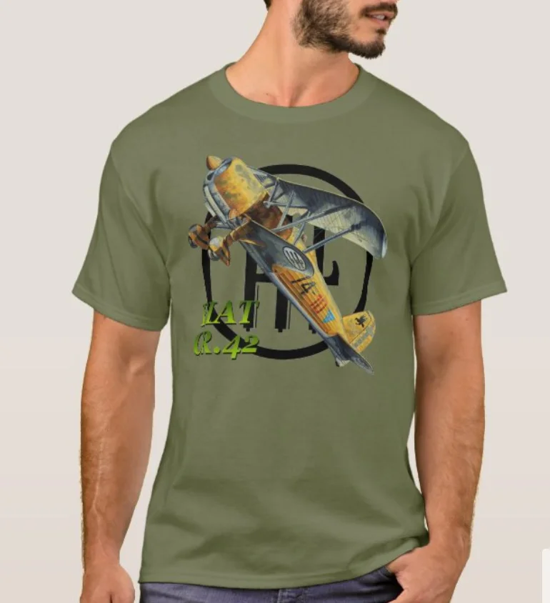 

WW II Italian FIAT CR.42 Fighter Airplane T-Shirt. Summer Cotton Short Sleeve O-Neck Mens T Shirt New S-3XL