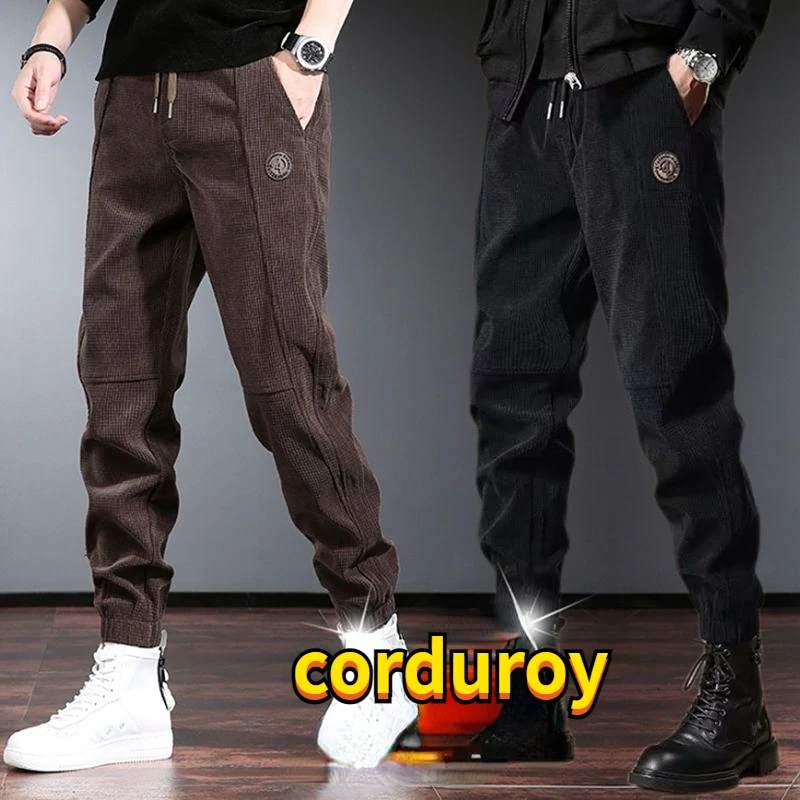 

Spring Autumn Men's Classic Baggy Harem Joggers Trousers Corduroy Work Wear Baggie Brown Oversize Designer Cargos New Pants
