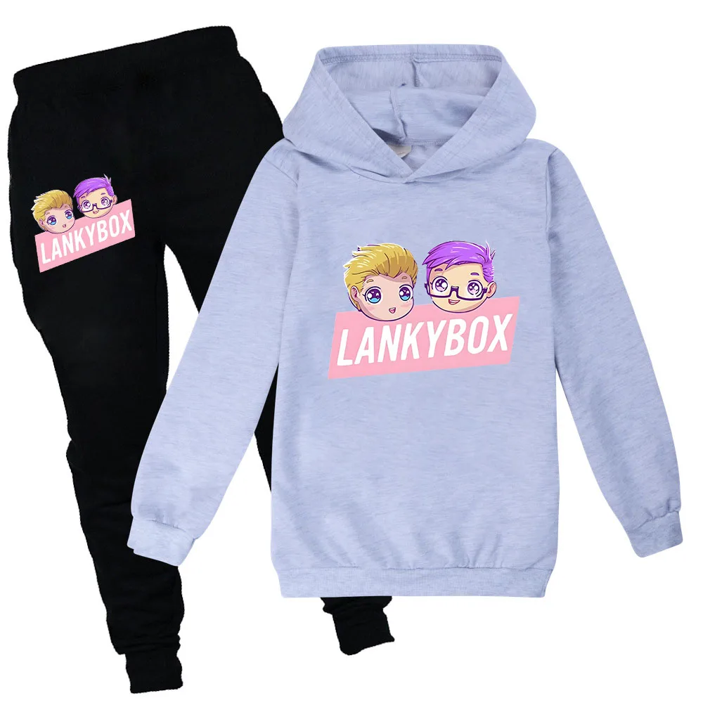 Girls Clothes Kids Lankybox Hoodie Long Sleeve Casual Boys Sweatshirts Cartoon Tops Harajuku Thin Pants 2pcs Unisex Sudadera