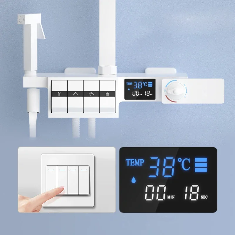 Белый термостатический душевой набор для ванной комнаты новый продукт латунный