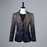gold luxury blazers men slim fit stage costumes for singers mens fashionable jackets unusual 2022