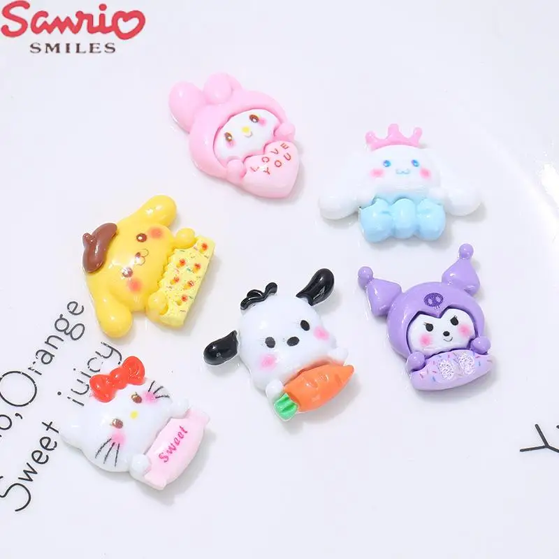 

10Pcs Kawaii Anime Hello Kittys Sanrio Diy Accessories Kuromi Cinnamoroll Cute Phone Case Hairpin Decoration Gifts Toys for Girl