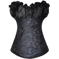 sexy lace corset top plus size strapless zipper women bustiers flower print bridal lingerie vintage victorian pleated corselet
