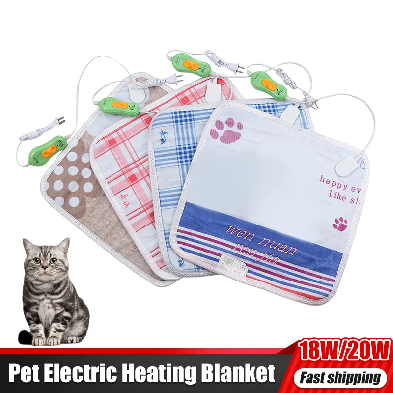 Waterproof Dog Cat Pet Electric Heating Pad 18/20W 220V Body Winter Warmer Mat Bed Blanket Animals Bed Heater Accessories