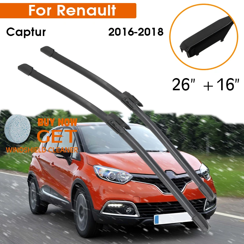 Car Wiper Blade For Renault Captur 2016-2018 Windshield Rubber Silicon Refill Front Window 26&quot+16&quot LHD RHD Auto Accessorie