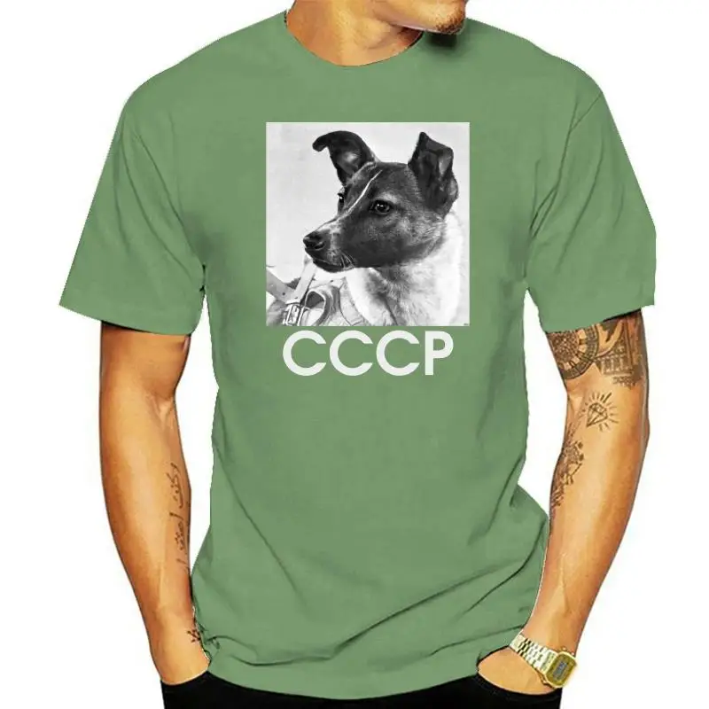 

Футболка Cccp, рубашка с надписью Laika Dog Laika, Русская рубашка, рубашка с надписью «космическая собака» Советского Союза, новая модная мужская фу...