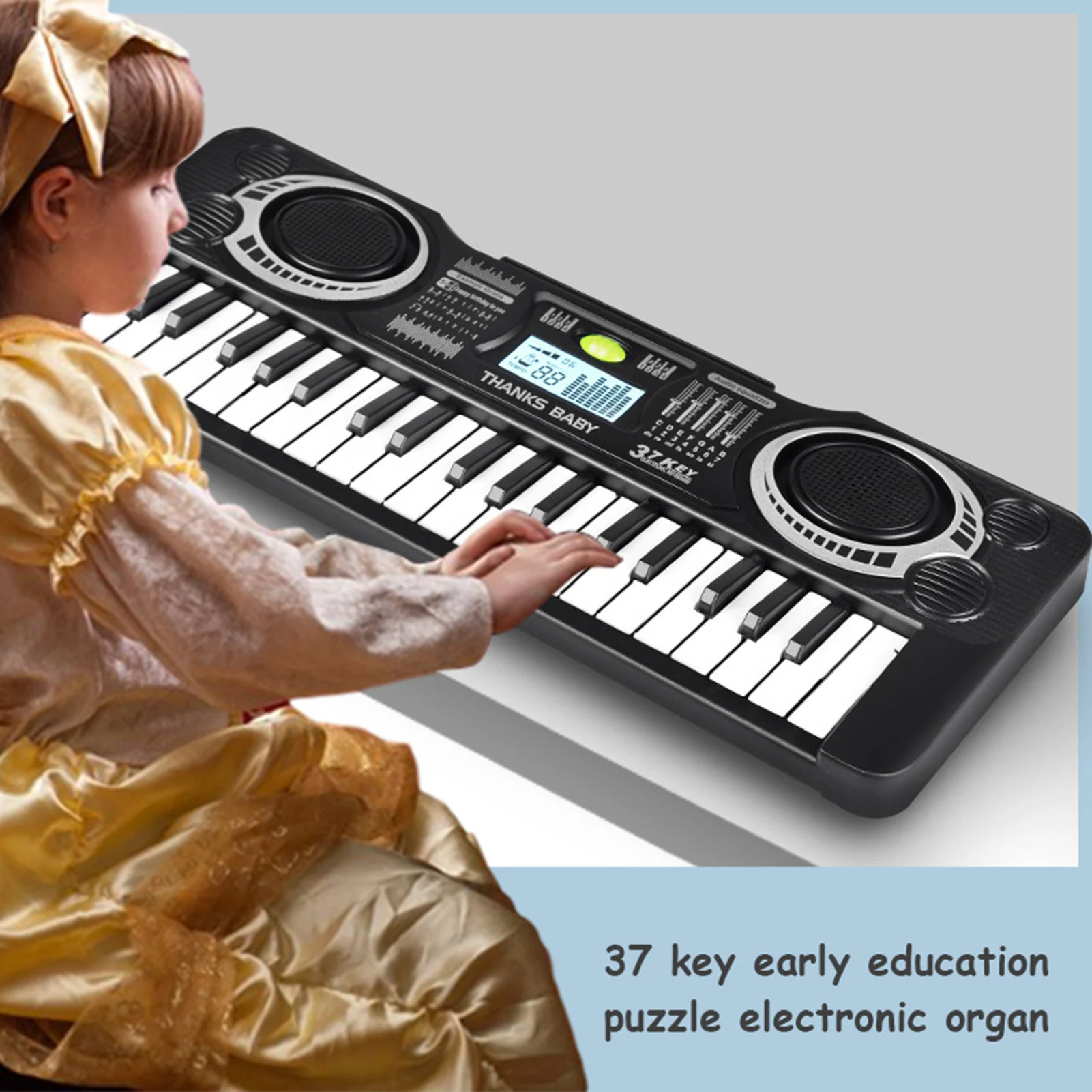 Цифровая Музыкальная электронная клавиатура черная электрическая для пианино 37