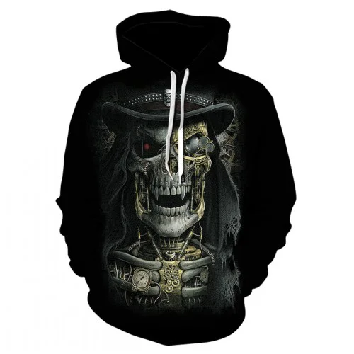 

New Autumn Horror Skull Oversized Causal Long Sleeve Hoodies Streetwear Comfortable Punk Pullover Jogging Gothic Clothes for Men