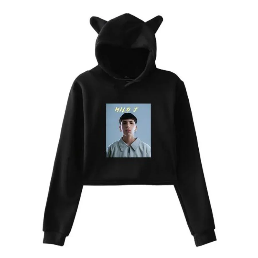 Женский Укороченный свитшот Milo J толстовка с капюшоном и изображением кошачьих